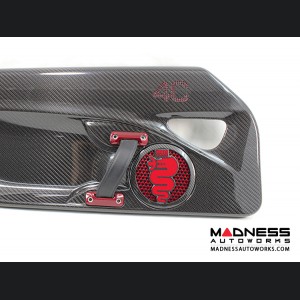 Alfa Romeo 4C Carbon Fiber Speaker Grill Covers - Alfa Logo in Red